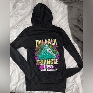 Grey emerald triangle zip up hoodie